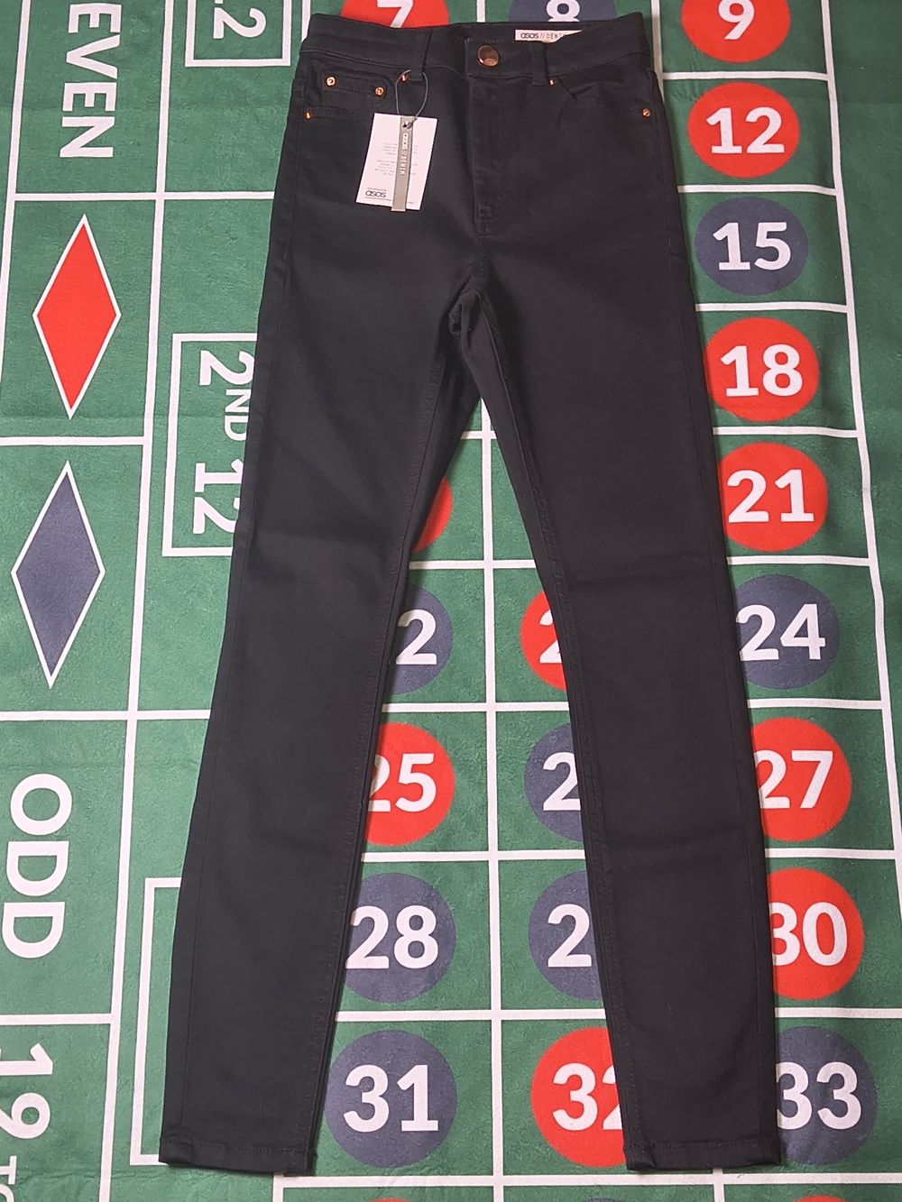 NWT ASOS Ridley High Rise Skinny Jeans Black 25/32 Stretch Denim